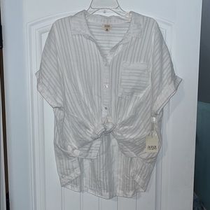 ANA button down blouse with tie in the front NWT